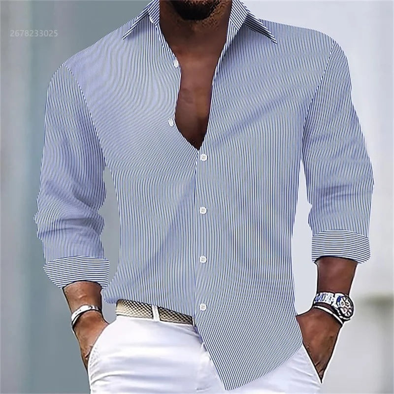 Herren Hemd Blau-Weiss Gestreift – Bild 3 | LuxeStyle