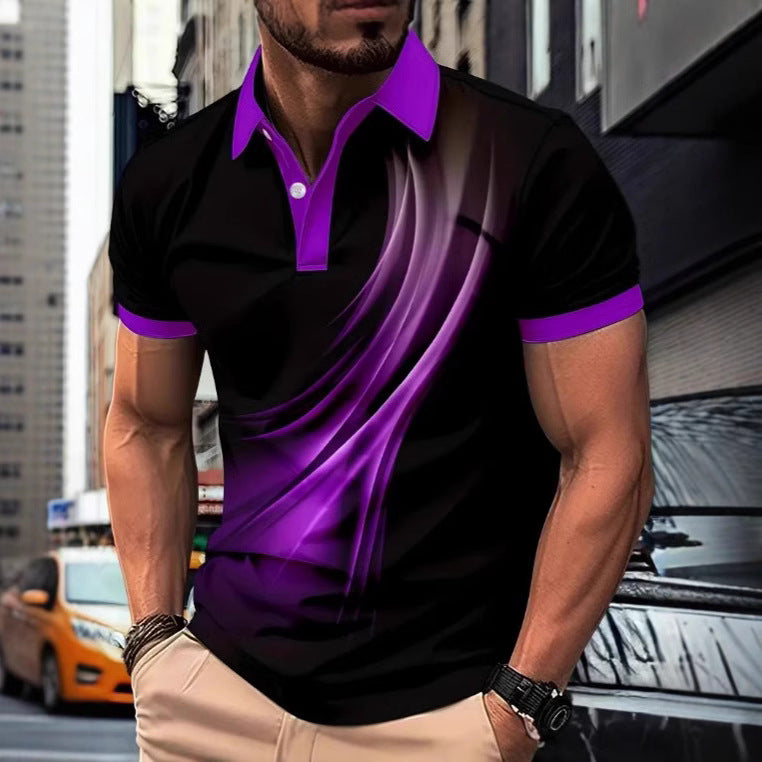 Kurzarm-Hemd mit Farb-Muster und Kragen | LuxeStyle