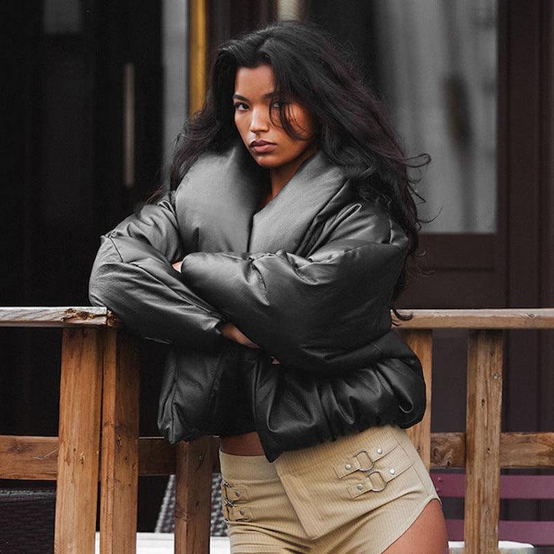 Damen Jacke im Leder-Stil, gefüttert – Bild 3 | LuxeStyle