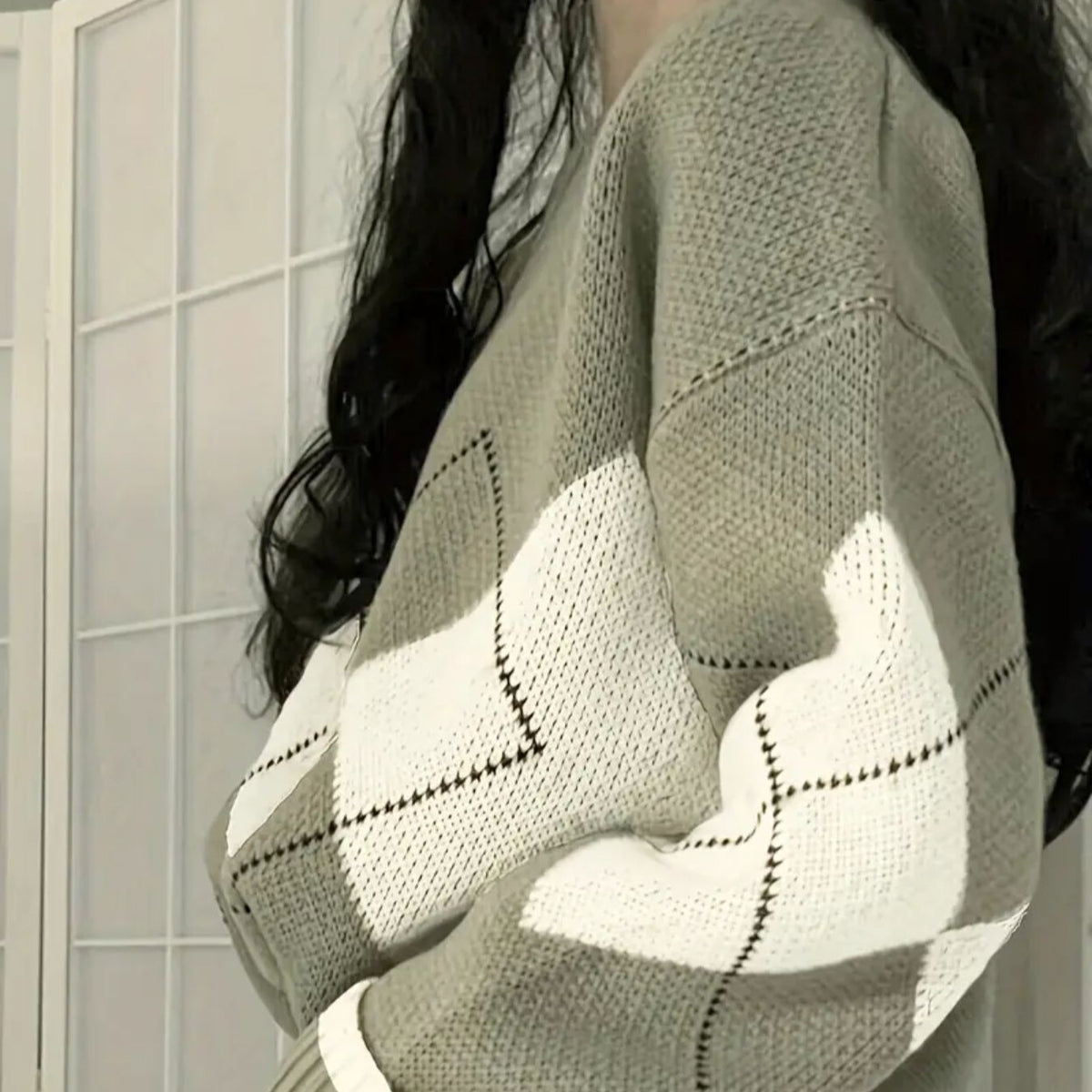 Colorblock Strickpullover mit Rundhals für Damen