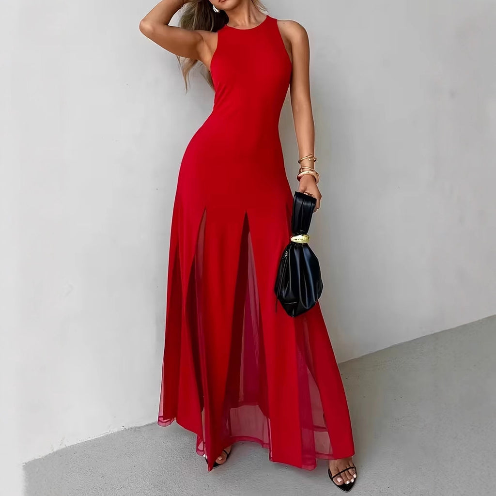 Elegantes ärmelloses langes Kleid mit Seitenschlitz – Bild 3 | LuxeStyle