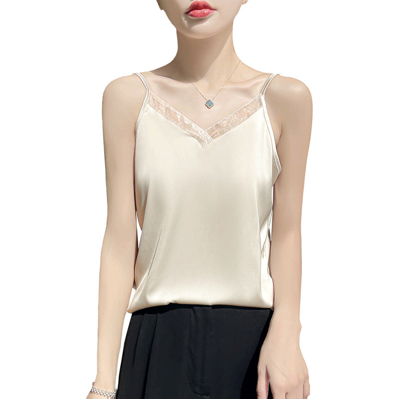 Ärmelloses Camisole mit V‑Ausschnitt und Mesh-Panel – Bild 6 | LuxeStyle
