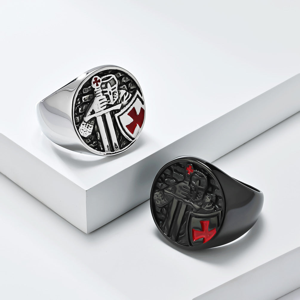 Militärring für Herren mit Kreuz-Design