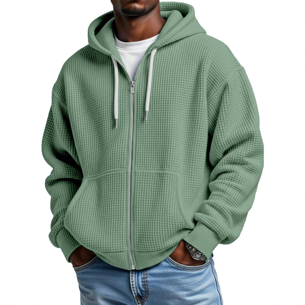 Herren Loose-Fit Kapuzenjacke Waffelpiqué – Bild 10 | LuxeStyle