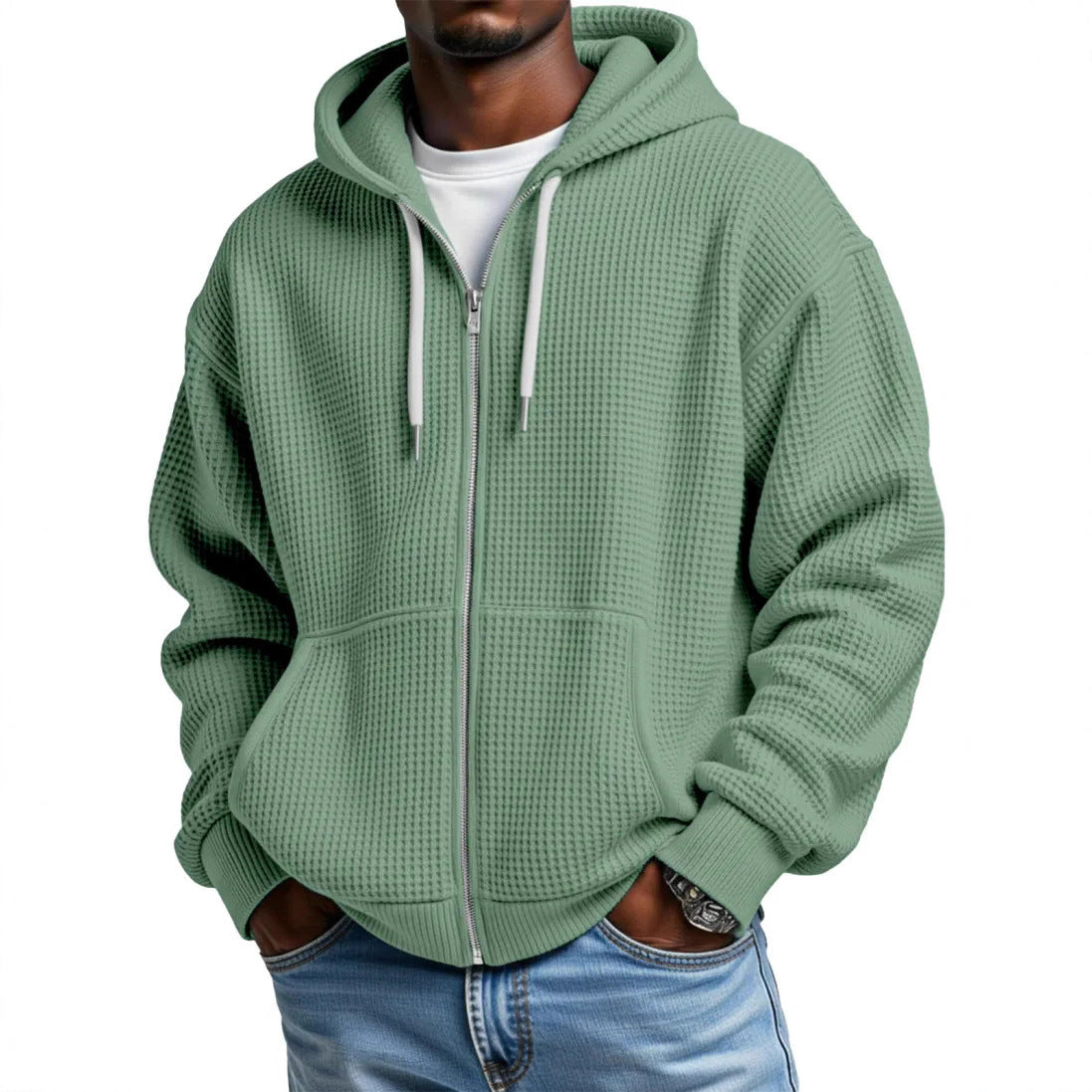 Herren Loose-Fit Kapuzenjacke Waffelpiqué – Bild 10 | LuxeStyle