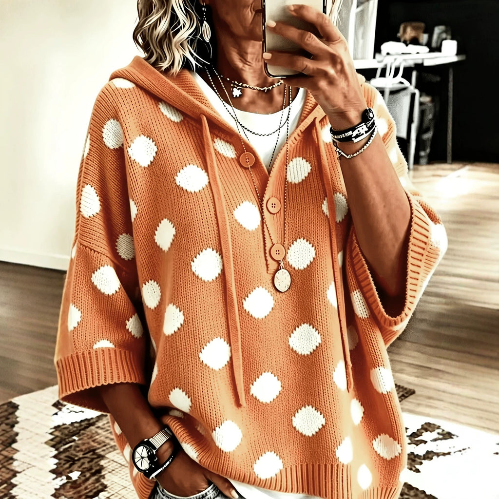 Elegante Polka-Dot-Bluse mit Kapuze
