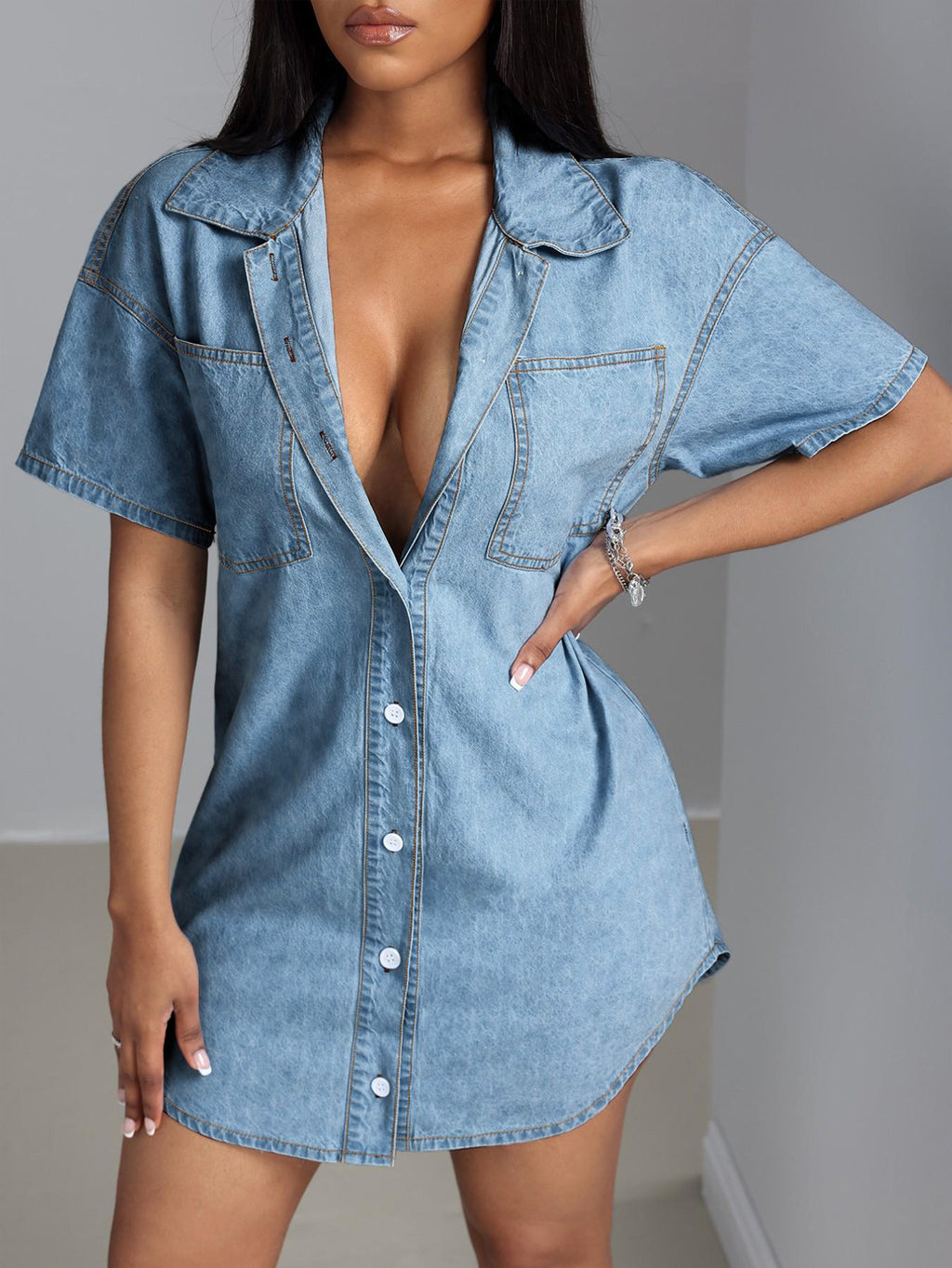 Denim-Shirt mit Kurzarm
