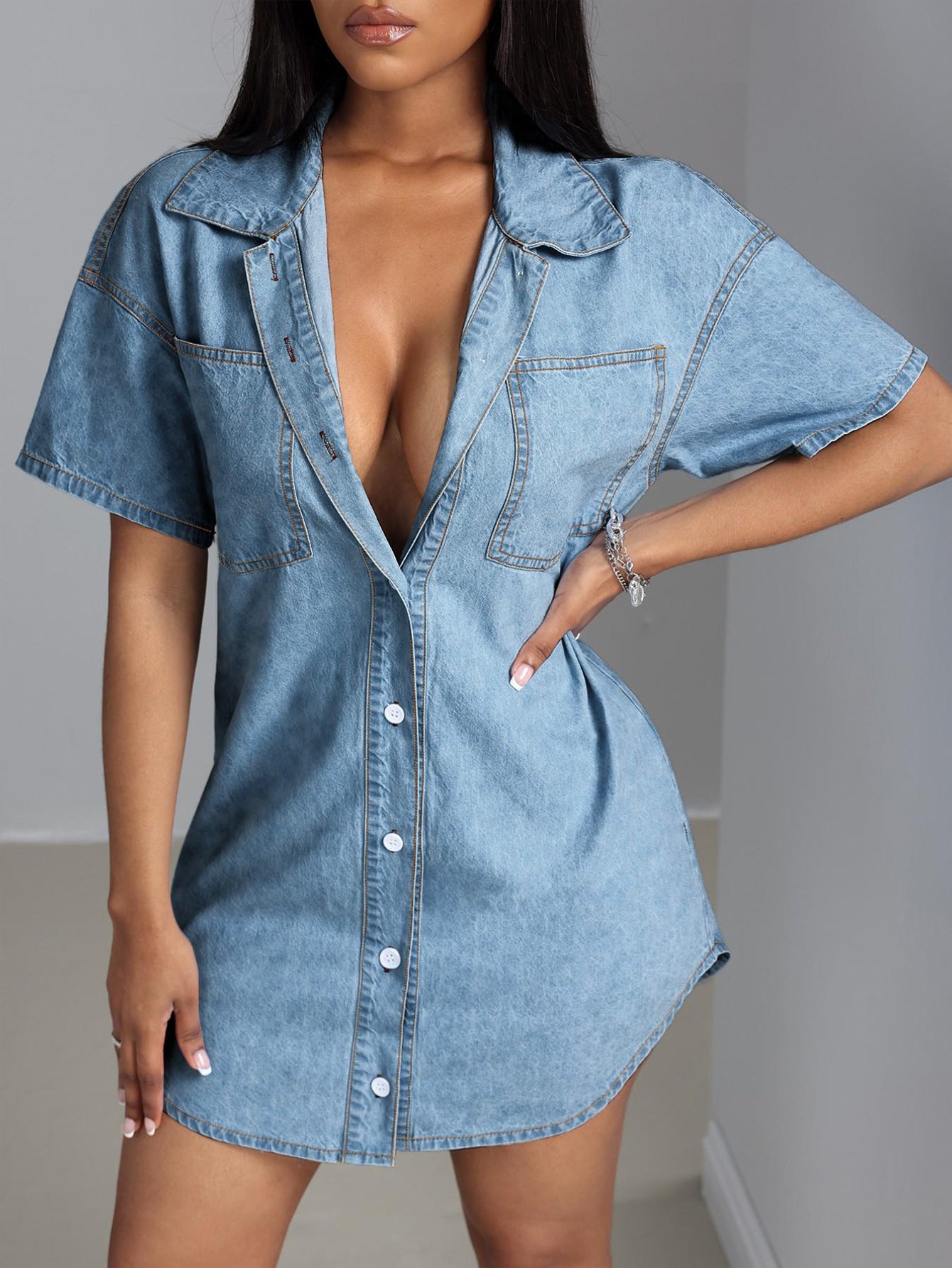 Denim-Shirt mit Kurzarm