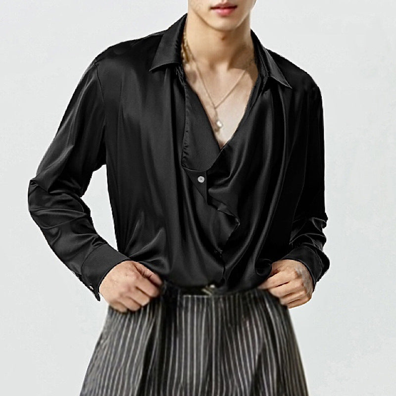 Herren Langarmshirt mit Mandarin-Kragen – Bild 4 | LuxeStyle