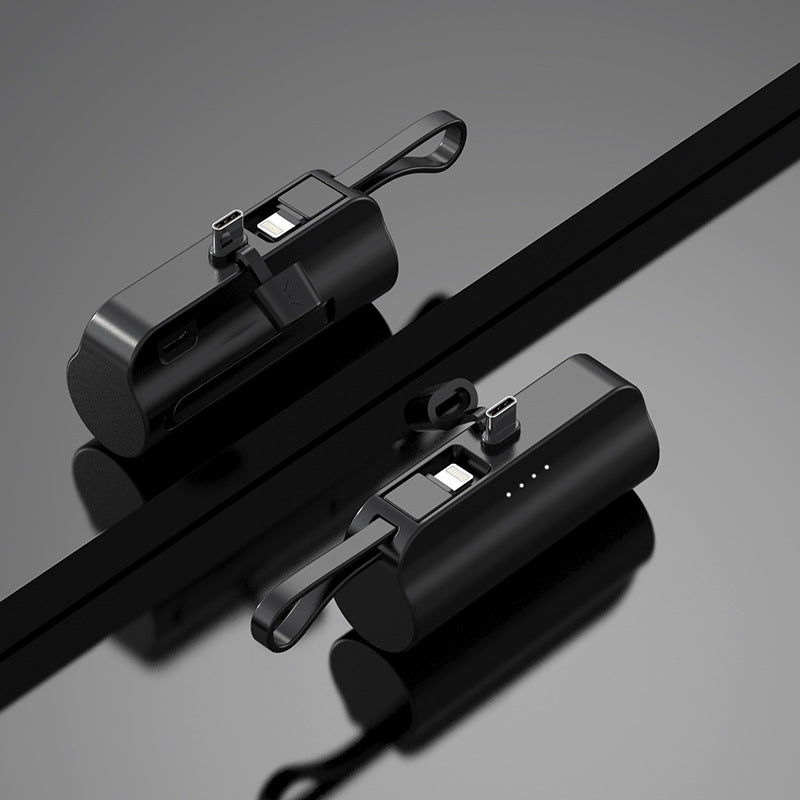 Kompakte 5000 mAh Powerbank mit integriertem Kabel