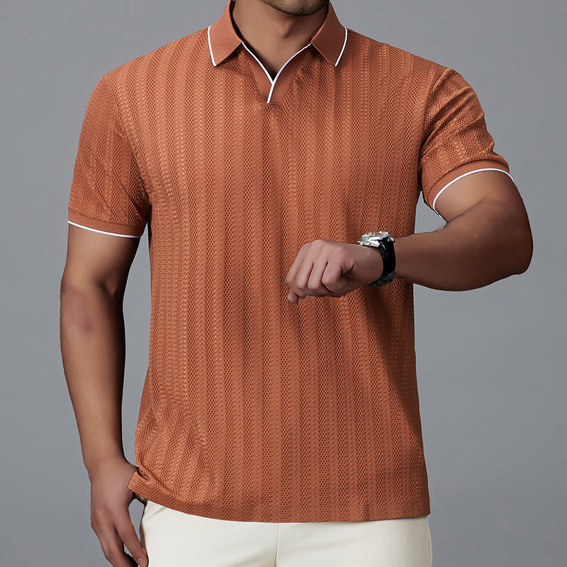Polo-Shirt Kurzarm aus Eisseide für Herren – Bild 2 | LuxeStyle