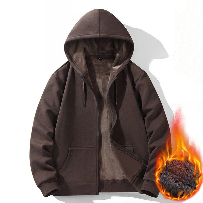 Herren Kapuzen-Cardigan Fleece-gefüttert