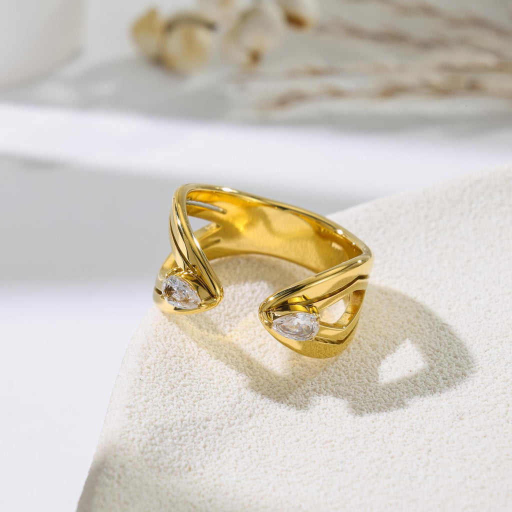Doppel-Diamant Open-Ring aus Edelstahl – Bild 6 | LuxeStyle