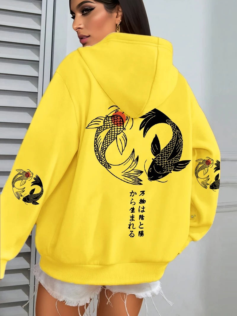 Harajuku Illustration-Print Damen Sweatshirt