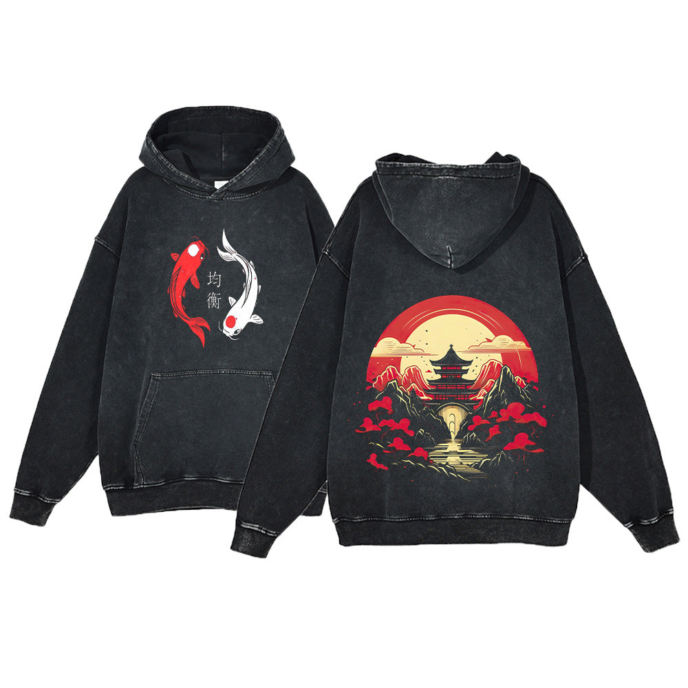 Ukiyo-e Koi Fisch Kapuzenpullover für Herren