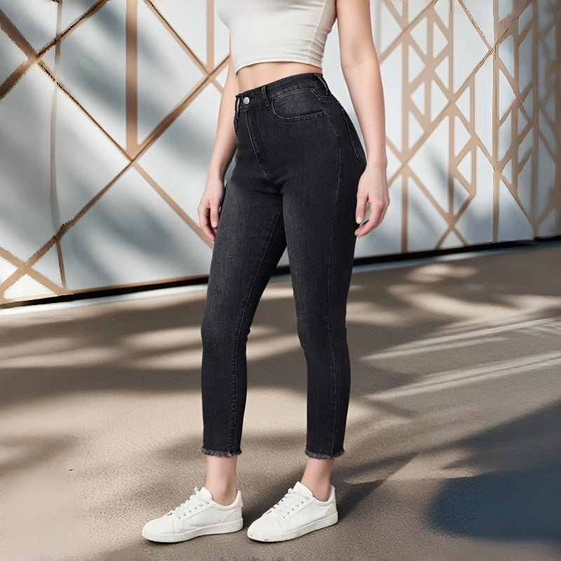 High Waist Skinny Jeans Schwarz mit Stretch – Ansicht 3