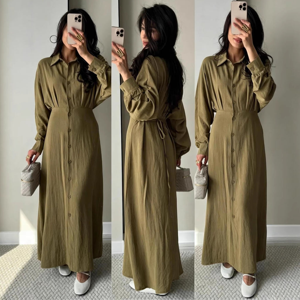 Elegantes Hemdblusenkleid mit Schnürung