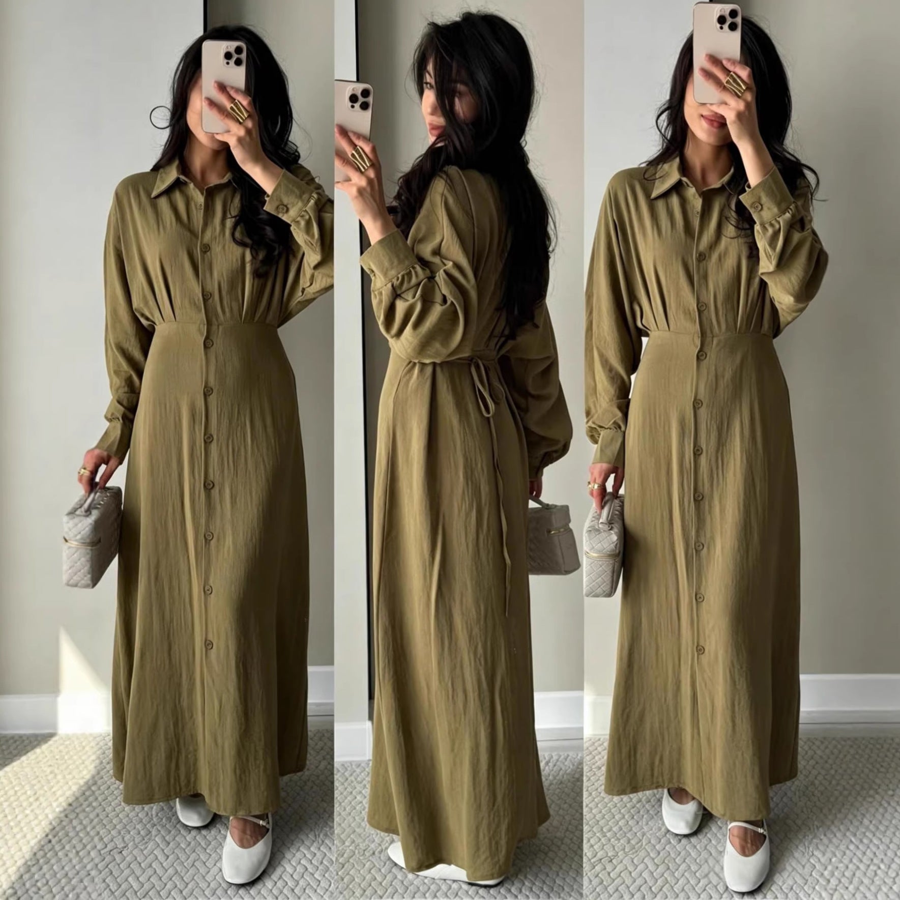 Elegantes Hemdblusenkleid mit Schnürung