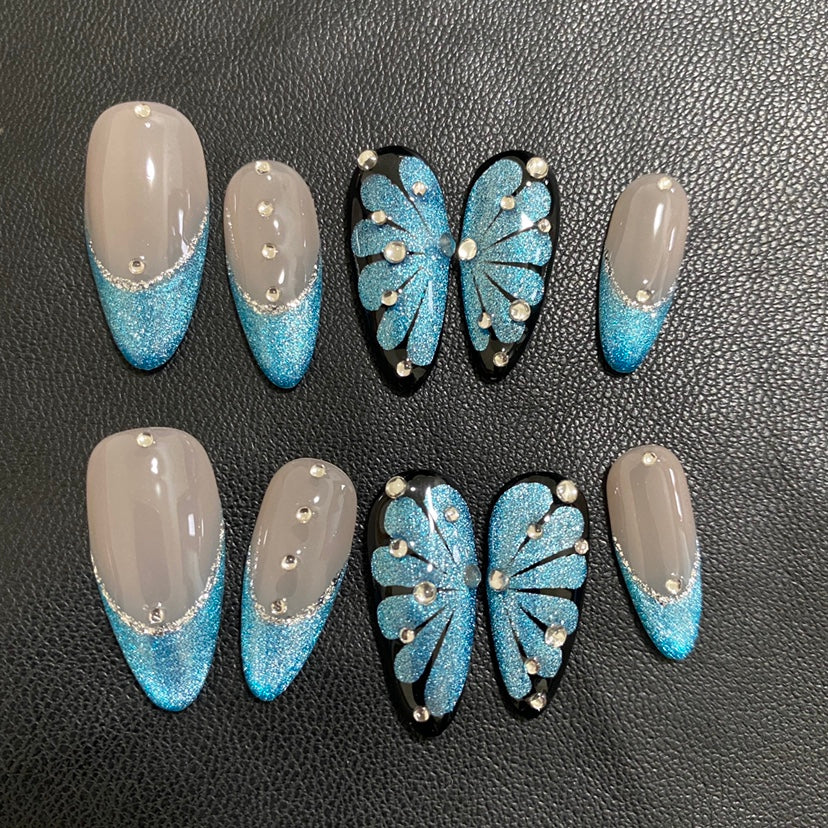 Blue Butterfly Press-on Nägel | LuxeStyle
