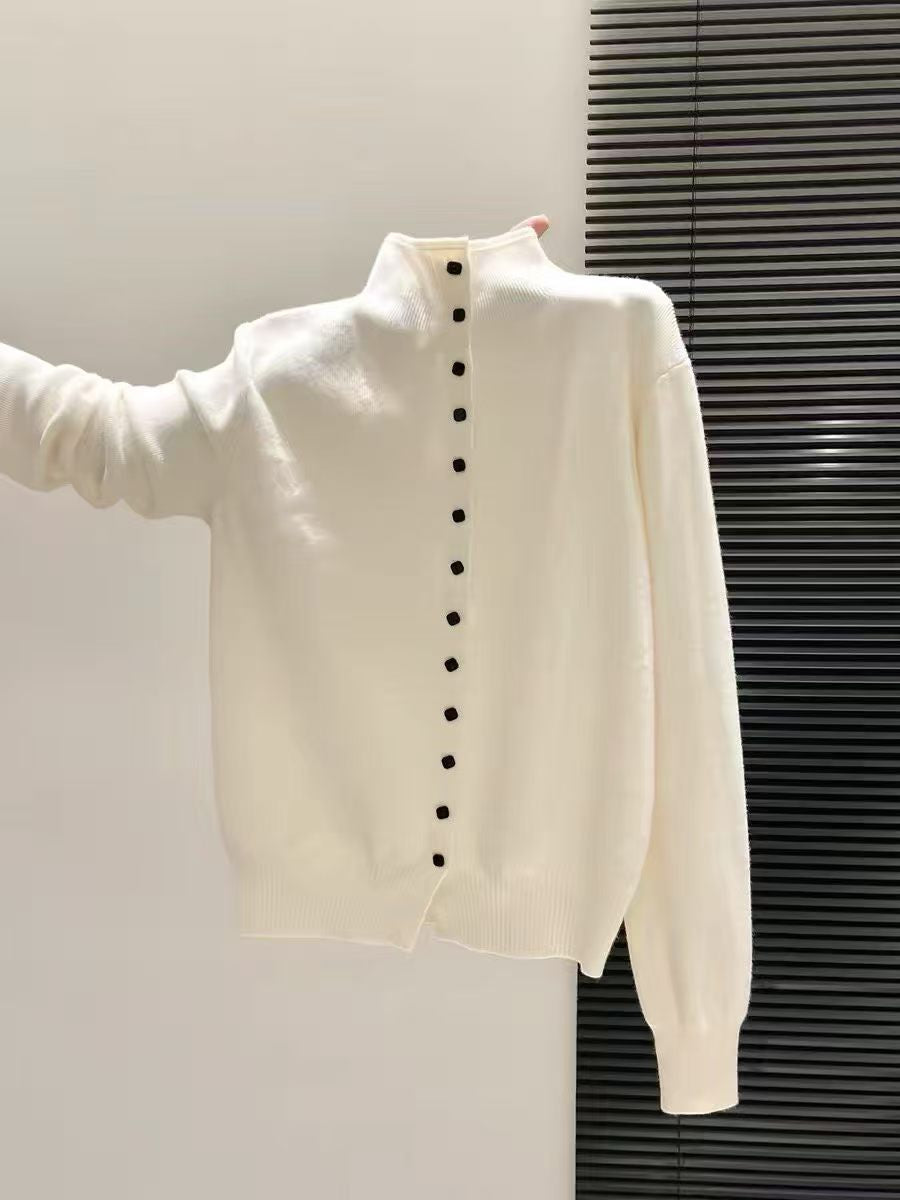Strick-Cardigan mit Stehkragen