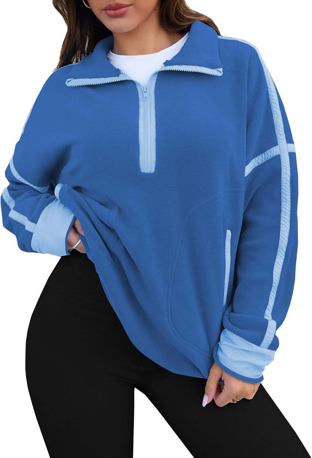 Freizeit-Sweatshirt mit Stehkragen und Reissverschluss