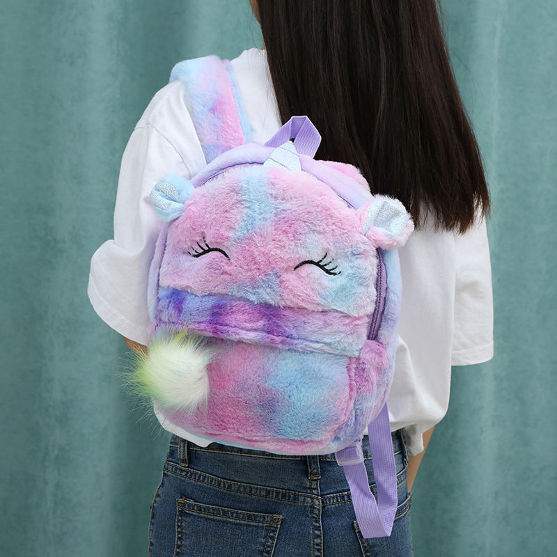Farbenfroher Hasenfell-Pompon Rucksack – Bild 5 | LuxeStyle