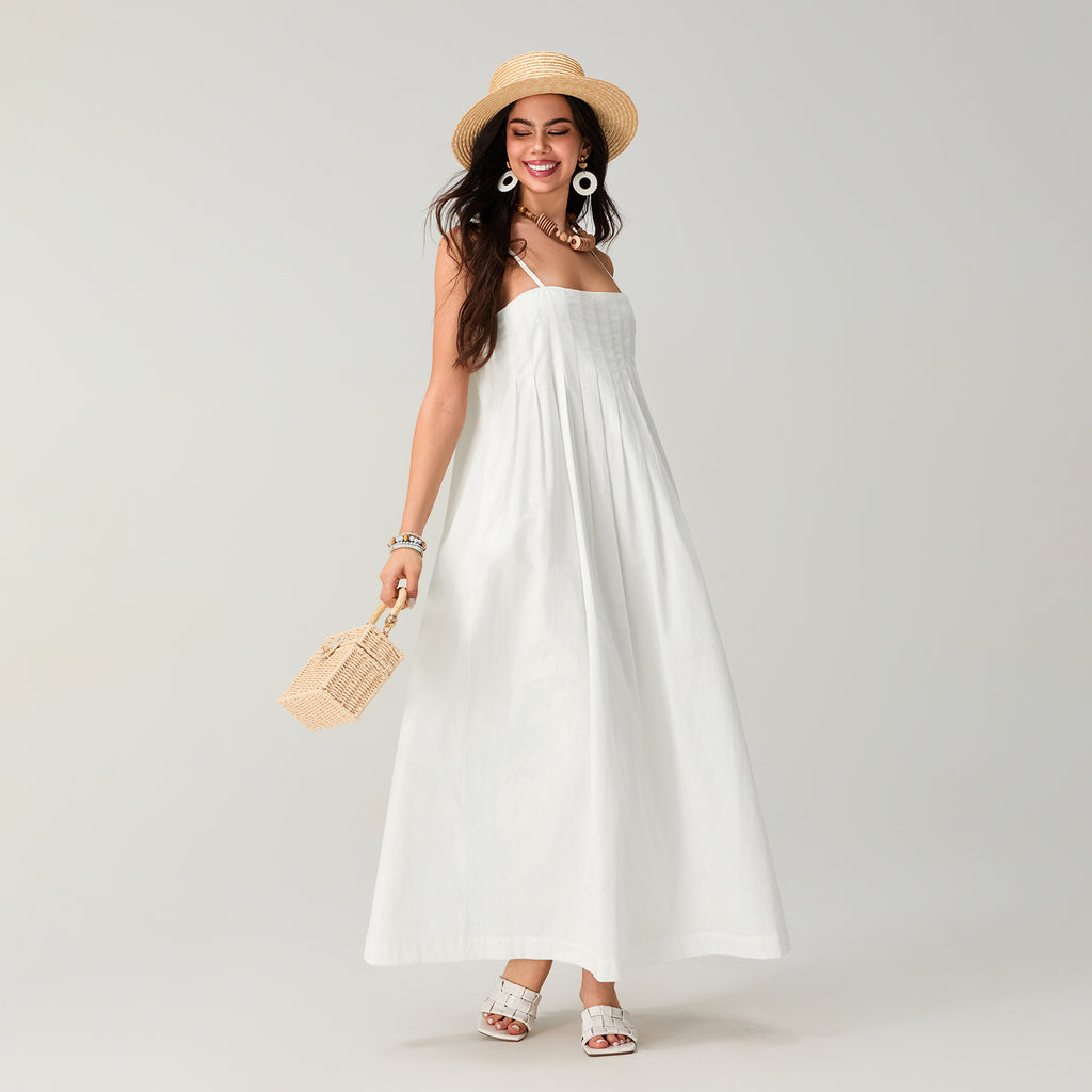 Patchwork Off-Shoulder Maxi-Kleid aus Baumwolle