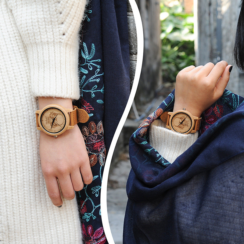 Armbanduhr aus Holz und Leder mit Hardlex-Glas – Bild 2 | LuxeStyle