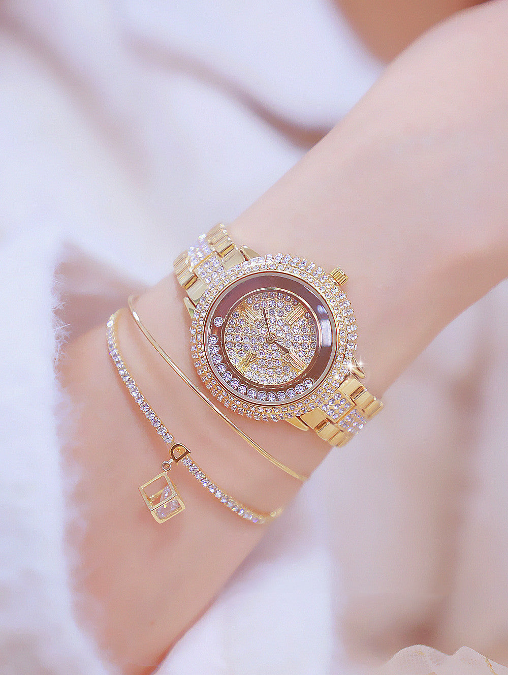 Quarz-Uhr mit Glitzerperlen – Bild 9 | LuxeStyle