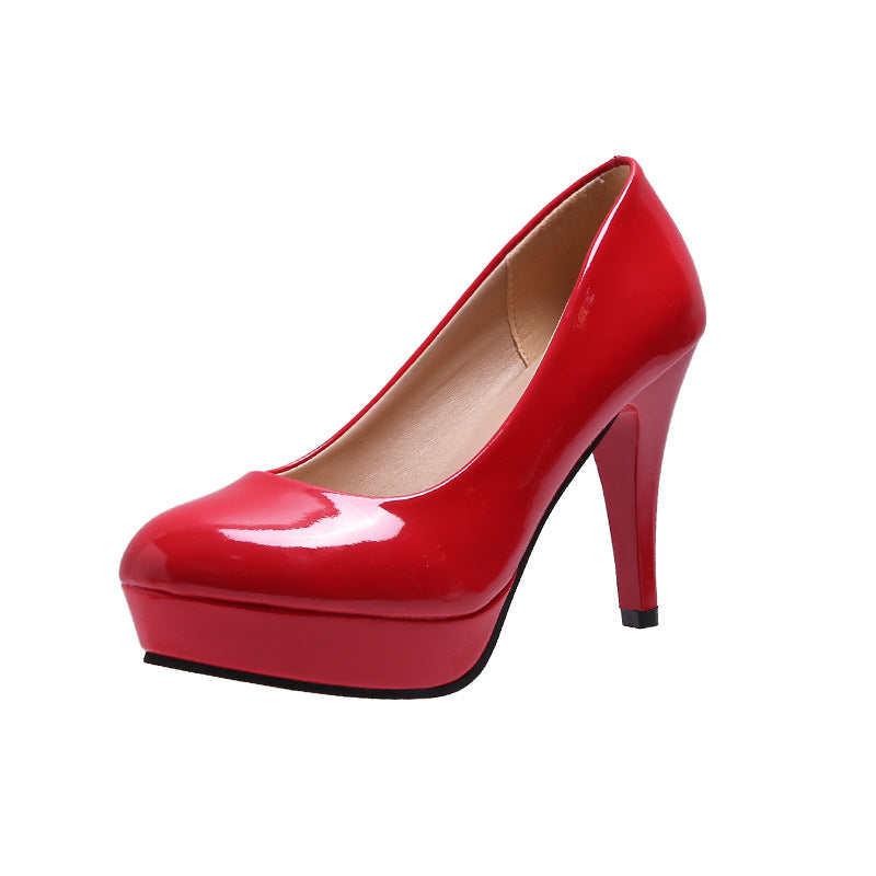 Patentleder Rundzehen Slip-on Stiletto Pumps