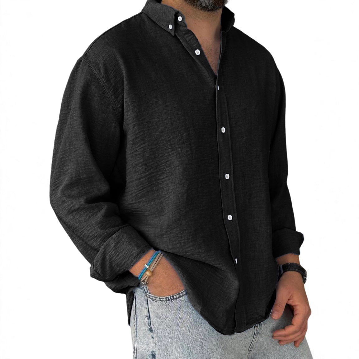 Herren Langarm Button-Down Hemd