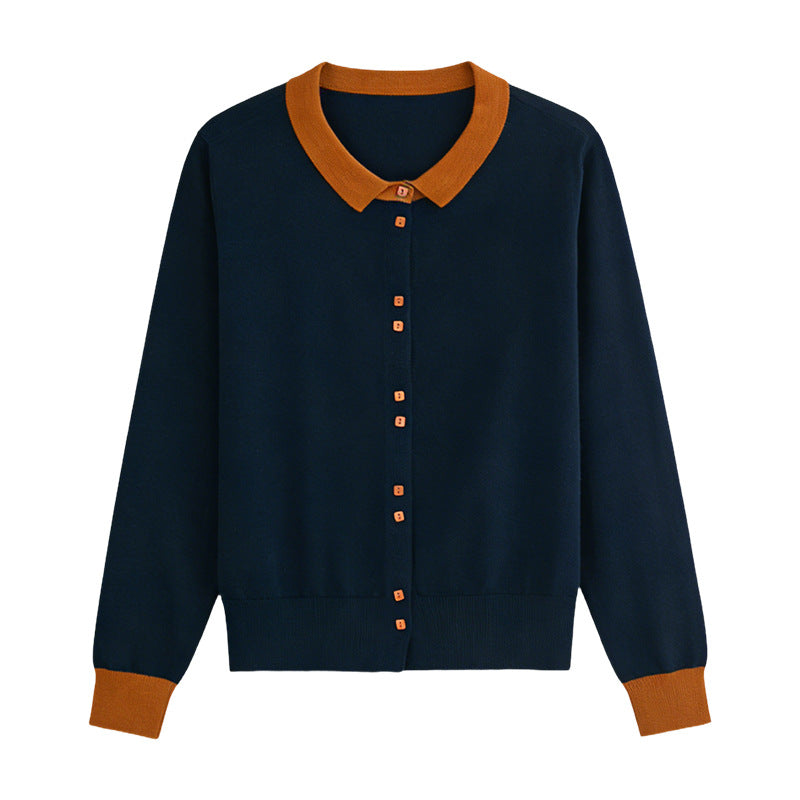 Strick-Cardigan mit Reverskragen und Farbblöcken – Ansicht 8