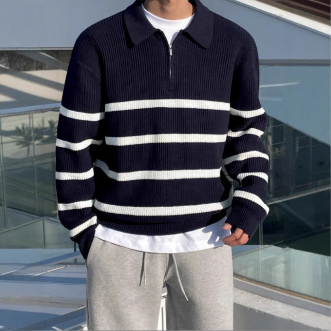 Bequemer Strickpullover mit Halbzipfel