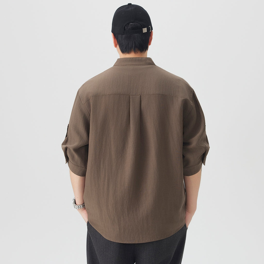 Herren Cardigan Hemd mit Stehkragen – Ansicht 7