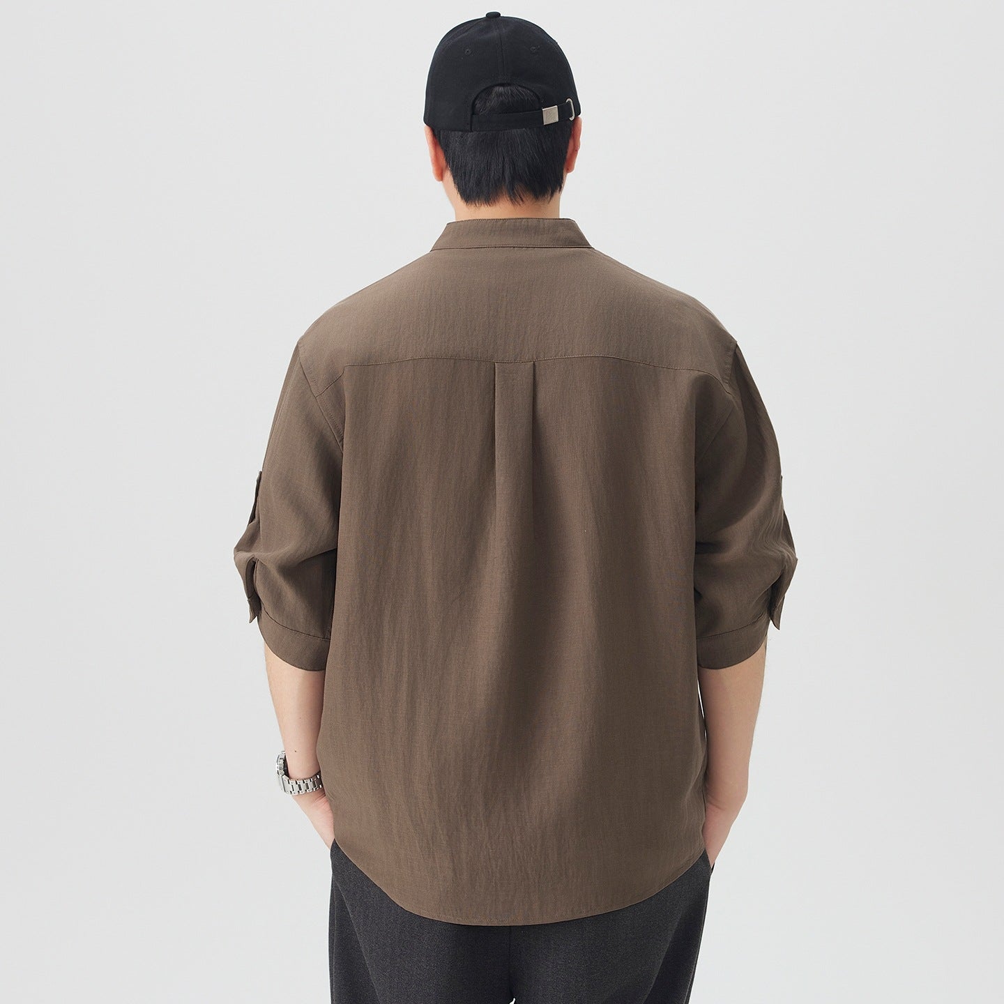 Herren Cardigan Hemd mit Stehkragen – Ansicht 7