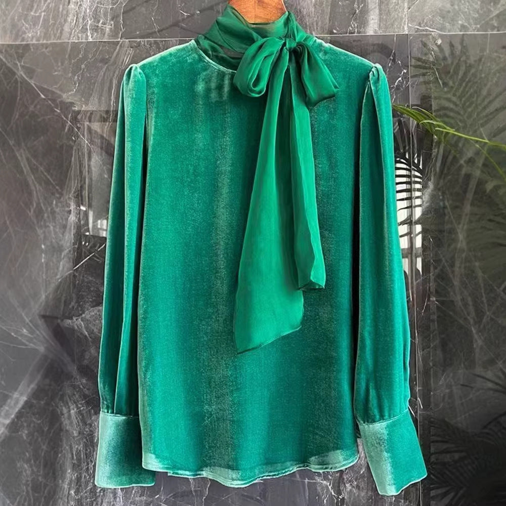 Damen-Bluse mit Bindekragen und Puffärmeln – Bild 2 | LuxeStyle