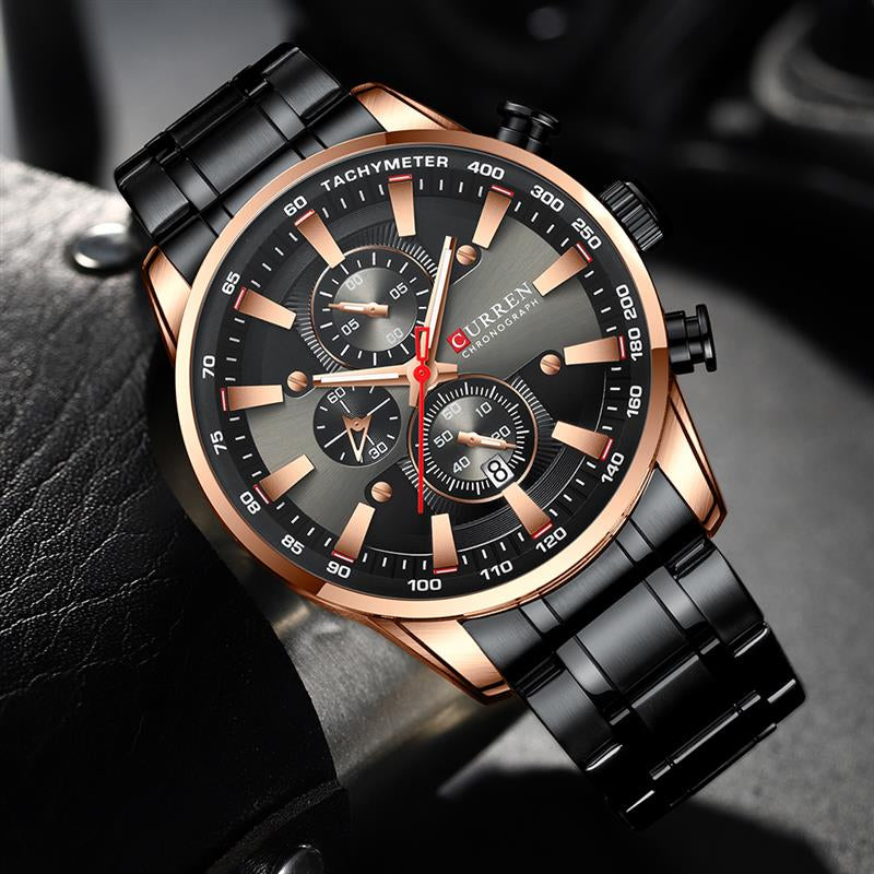 Männliche Quarz-Uhr mit Wasserdichtigkeit 30 m | LuxeStyle