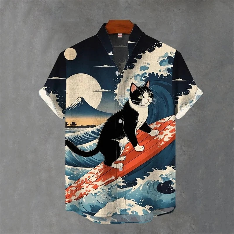 Herren Hemd mit Animal-Print und kurzen Ärmeln