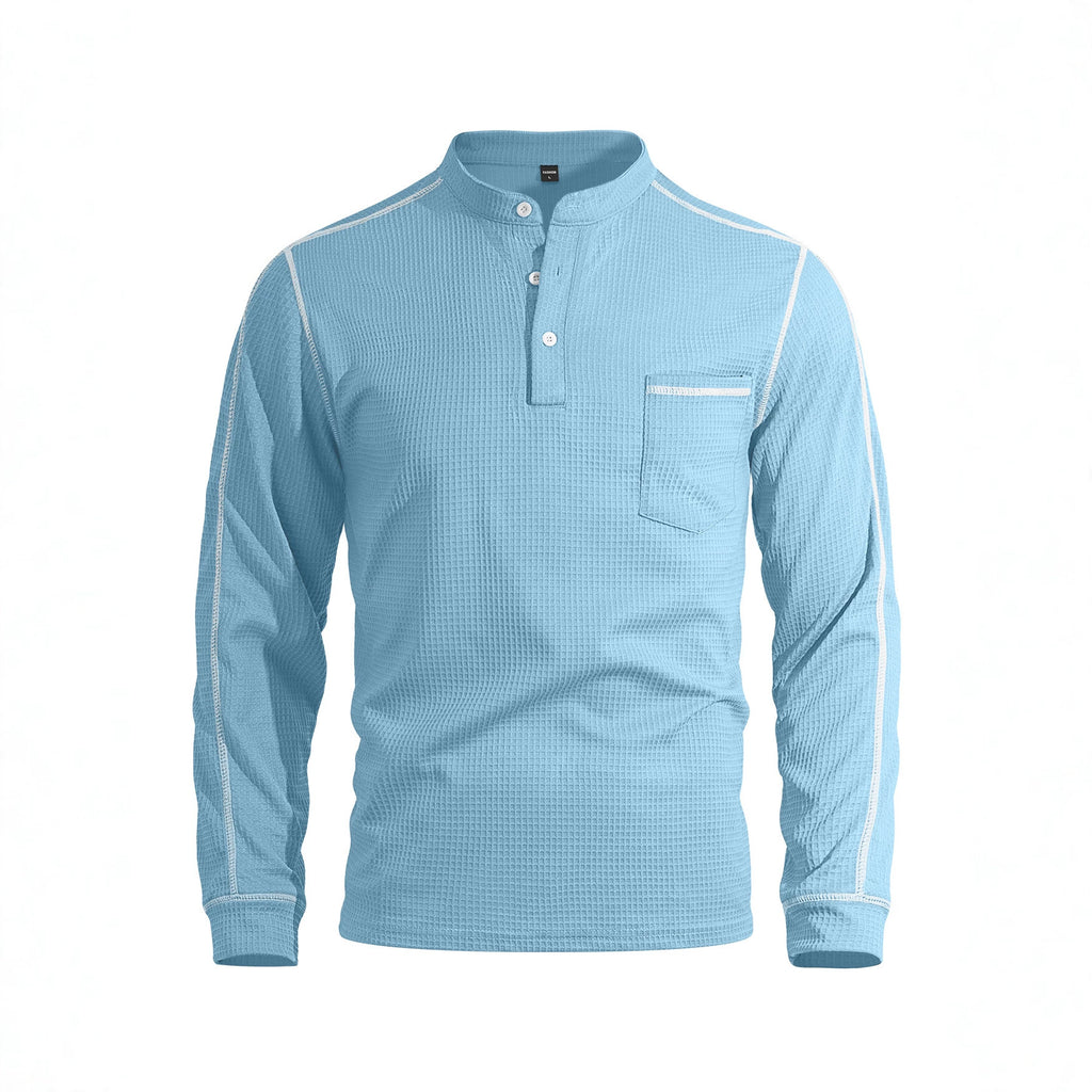 Herren-Henley «Waffle» · Waffelstrick, Langarm