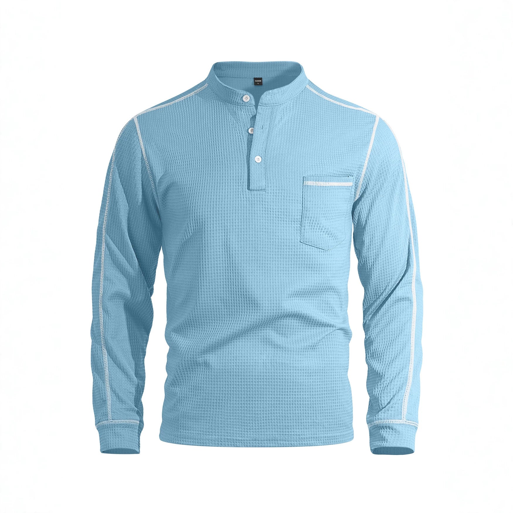 Herren-Henley «Waffle» · Waffelstrick, Langarm