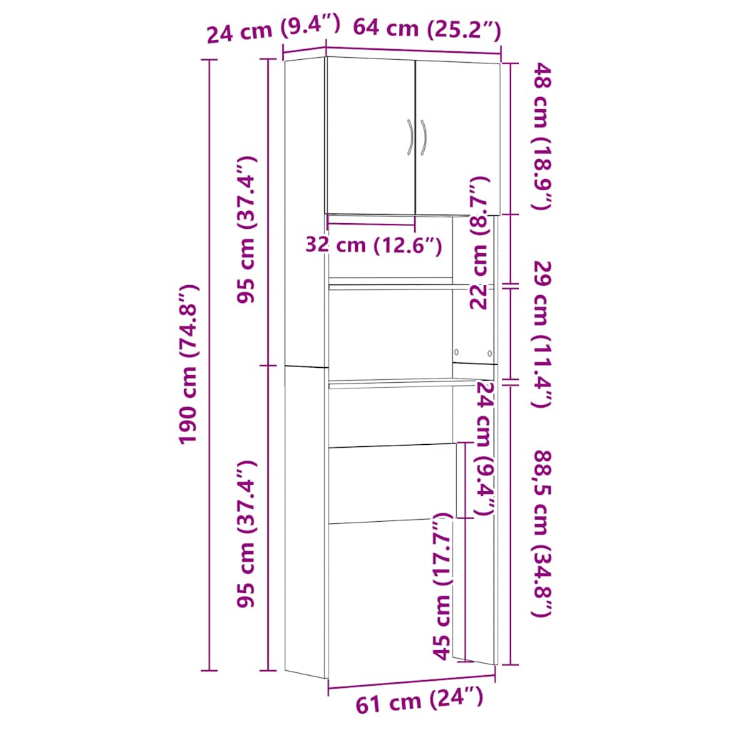 Waschmaschinen-Schrank Eichen-Optik