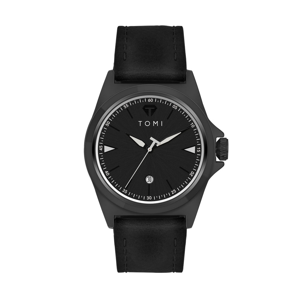 Wasserdichte Quarzuhr für Herren mit Lederarmband