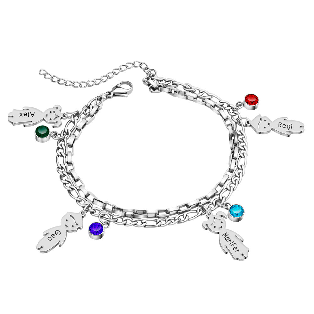 Graviertes Edelstahl-Armband, doppellagig