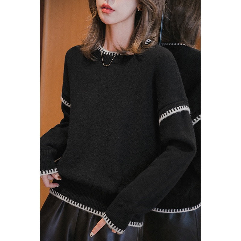 Damen Color-Block Pullover aus Wollmischung