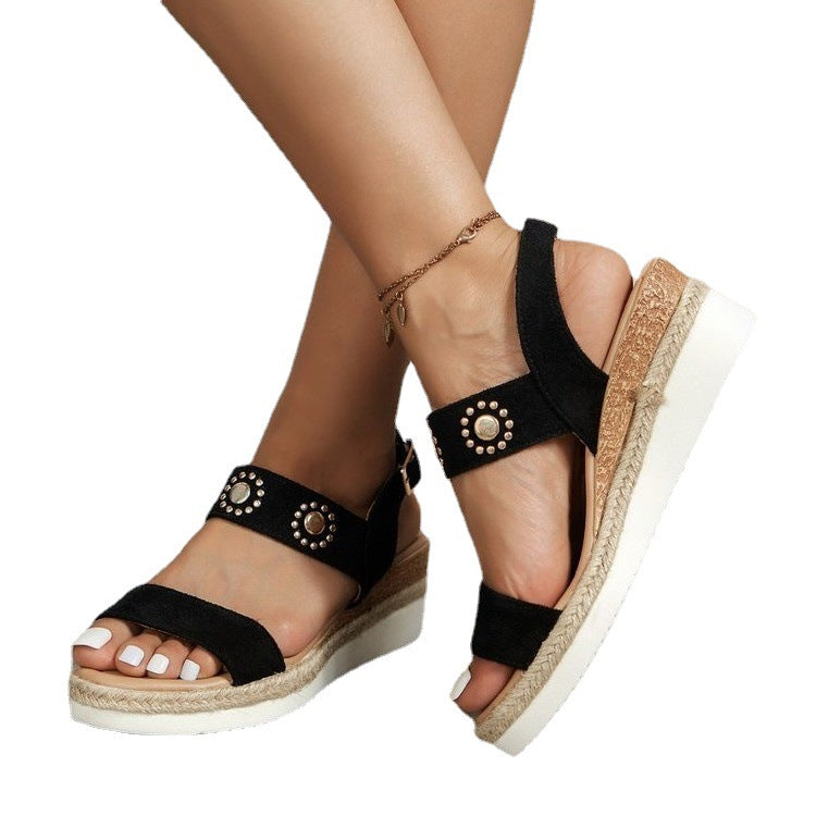 Sandalen Plus Size mit Hanf-Riemen und Absatz – Bild 3 | LuxeStyle