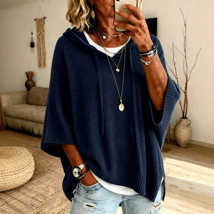 Hooded Drawstring Sweater aus Strick