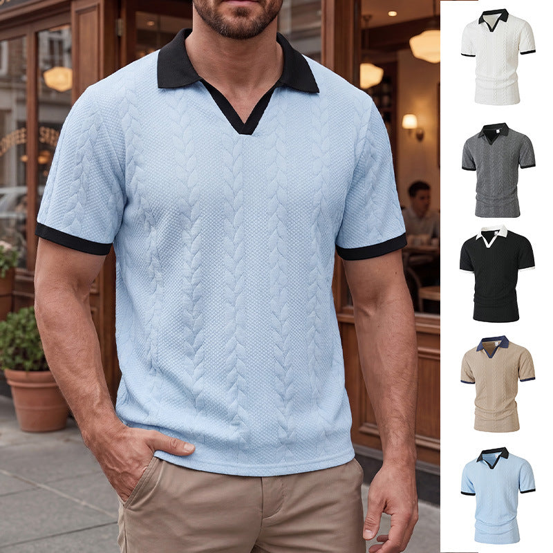 Jacquard T-Shirt Kurzarm Slim Fit