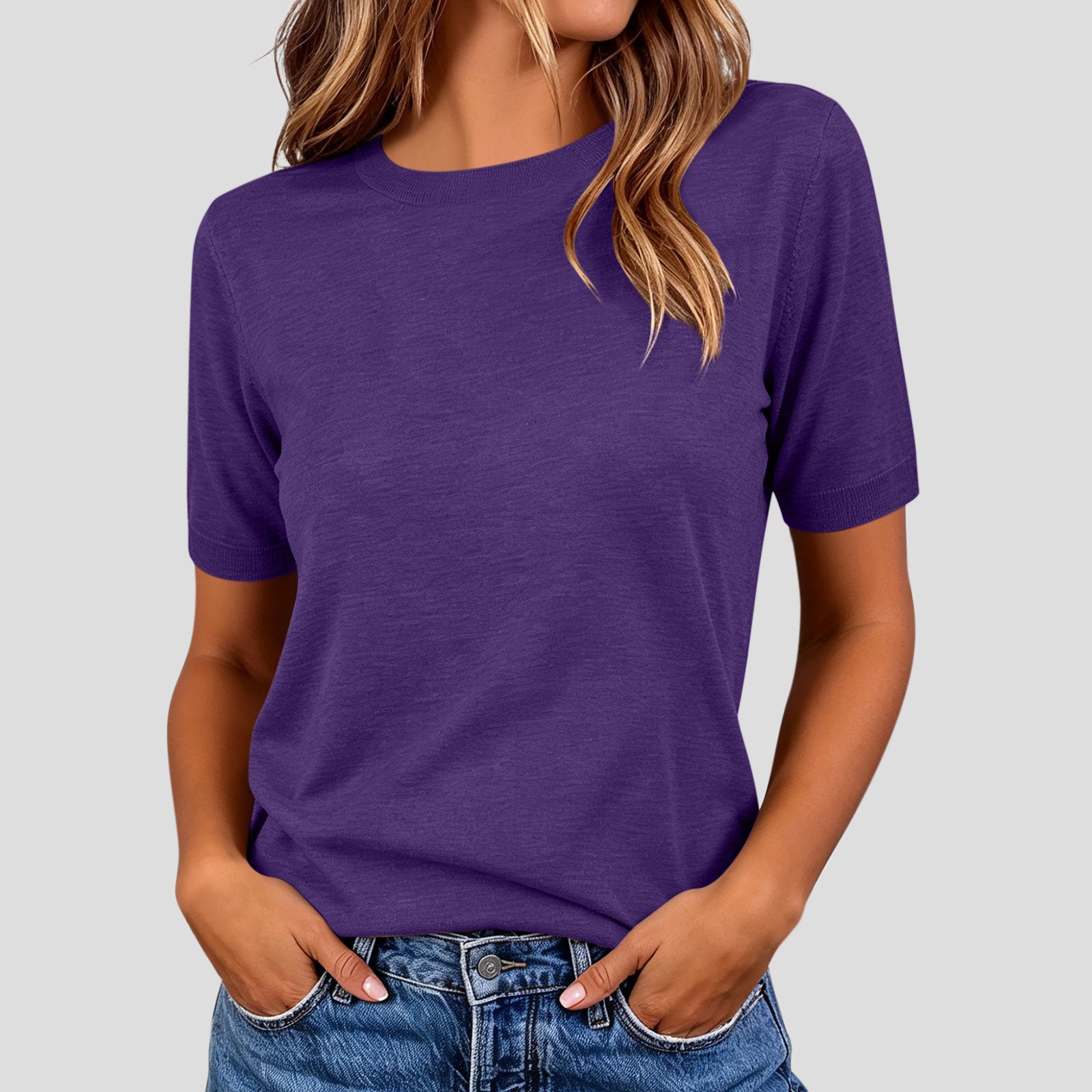 Leichtes Kurzarm-Strickshirt für Damen