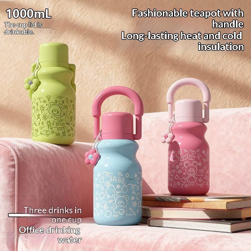 Doppel-Trinkbecher mit Strohhalm, 1000 ml