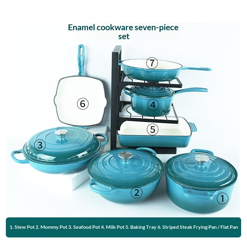 7-teiliges Kochgeschirr-Set aus Gusseisen-Emaille · 7 Stück – Bild 9 | LuxeStyle